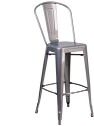 Geralt 30" Modern Bar Height Stool with Powder Coated Metal Frame in Clear Coated Finish for Indoor Use