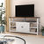 Green River 60" Media Console In White With Rustic Oak Top For 55+ Inch TV's With Open And Closed Storage - White