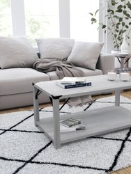 Green River Modern Farmhouse Engineered Wood Coffee Table And Powder Coated Steel Accents In Aspen Gray