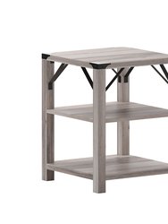 Green River Modern Farmhouse Engineered Wood End Table With Two Tiered Shelving And Powder Coated Steel Accents In Gray Wash