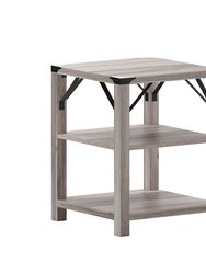 Green River Modern Farmhouse Engineered Wood End Table With Two Tiered Shelving And Powder Coated Steel Accents In Rustic Oak