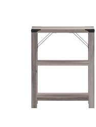 Green River Modern Farmhouse Engineered Wood End Table With Two Tiered Shelving And Powder Coated Steel Accents In Rustic Oak