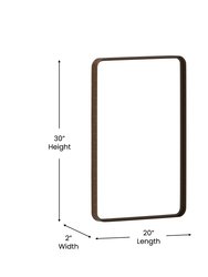 Halstead 20" x 30" Brushed Bronze Decorative Wall Mirror With Rounded Corners For Bathroom, Living Room, Entryway, Hangs Horizontal Or Vertical