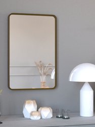 Halstead 20" x 30" Brushed Bronze Decorative Wall Mirror With Rounded Corners For Bathroom, Living Room, Entryway, Hangs Horizontal Or Vertical - Brushed Bronze