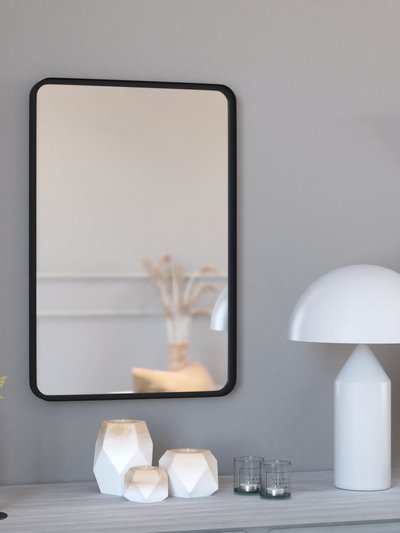 Merrick Lane Halstead 20" x 30" Decorative Wall Mirror In Matte Black product