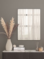 Halstead 22" x 30" Hanging Rectangular Mirror Modern Black Metal Frame Bordered Wall Mount Mirror with Rounded Corners