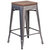 Hamburg 24 Inch Tall Clear Coated Gray Metal Bar Counter Stool With Textured Walnut Elm Wood Seat