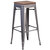 Hamburg 30 Inch Tall Clear Coated Gray Metal Bar Counter Stool With Textured Walnut Elm Wood Seat