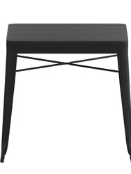 Hara 31.5" Square Indoor/Outdoor Black Steel Patio Dining Table For 4