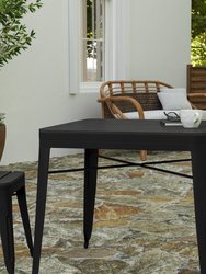 Hara 31.5" Square Indoor/Outdoor Black Steel Patio Dining Table For 4