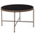 Harriet Tempered Glass Coffee Table In Black With Matte Gold Round Metal Frame - Black With Matte Gold