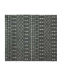 Ivory Bohemian Low Pile Rug with Gray Geometric Design