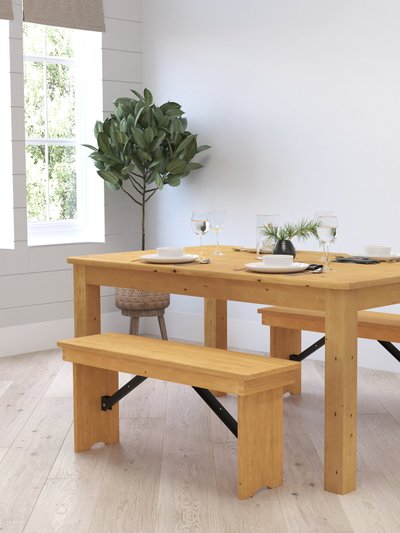 Merrick Lane Jessamine 60" x 38" Rectangular Solid Pine Farm Dining Table product