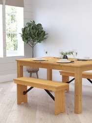 Jessamine 60" x 38" Rectangular Solid Pine Farm Dining Table - Light Natural