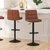 Keene Set Of 2 Modern Faux Leather Upholstered Adjustable Height Bar Stools With Sturdy Iron Bases In Black - Cognac
