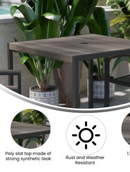 Kersey Outdoor 35" Square Dining Table With Umbrella Hole