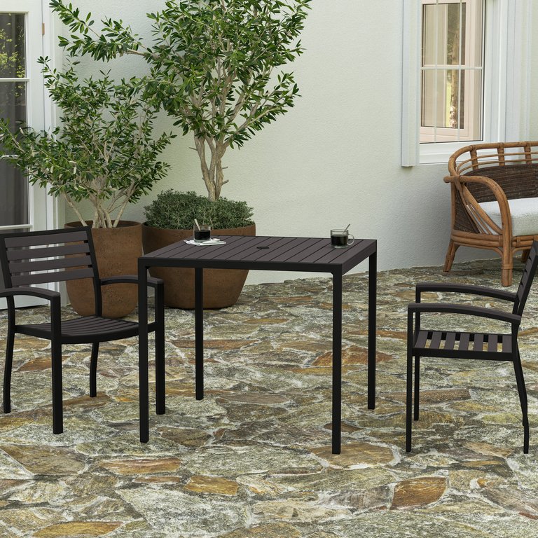 Kersey Outdoor 35" Square Dining Table With Umbrella Hole