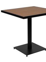 Kersey Outdoor Patio Table All-Weather 30" Square Dining Table with Faux Teak Poly Slats - Steel Frame