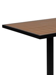 Kersey Outdoor Patio Table All-Weather 30" Square Dining Table with Faux Teak Poly Slats - Steel Frame