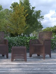 Lanai Outdoor Furniture 3 Item Set Faux Rattan Resin Wicker Lounge Chairs And Side Table Chocolate Brown Patio Furniture - Chocolate Brown