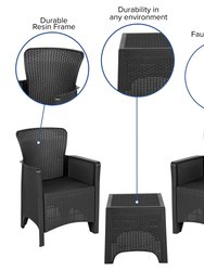 Lanai Outdoor Furniture 3 Item Set Faux Rattan Resin Wicker Lounge Chairs And Side Table