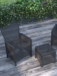 Lanai Outdoor Furniture 3 Item Set Faux Rattan Resin Wicker Lounge Chairs And Side Table
