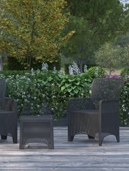 Lanai Outdoor Furniture 3 Item Set Faux Rattan Resin Wicker Lounge Chairs And Side Table - Dark Grey