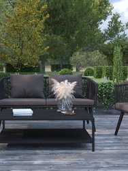 Lanier Two-Tier All-Weather Patio Coffee Table, Black - Black