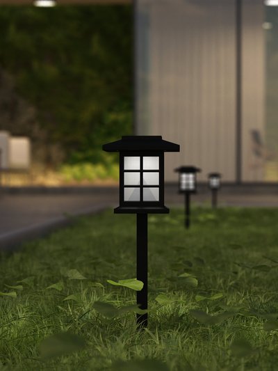 Merrick Lane Lantern Style All-Weather Outdoor LED Solar Lights, Black Solar Powered Lights for Pathway product