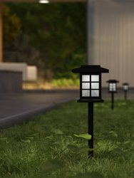 Lantern Style All-Weather Outdoor LED Solar Lights, Black Solar Powered Lights for Pathway - Black