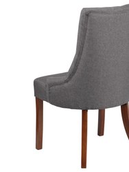Lillian Gray Fabric Upholstered Tufted Side Accent Chair with Curved Rear Legs in Mahogany Finish