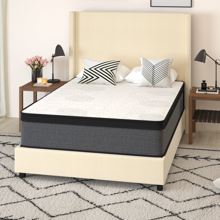 Lofton 13" Euro Top Mattress In A Box With Hybrid Pocket Spring And Foam Design For Supportive Pressure Relief