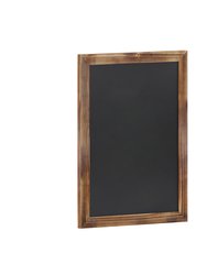 Magda 18" x 24" Torched Wood Wall Mount Magnetic Chalkboard Sign, Hanging Wall Chalkboard Memo Board