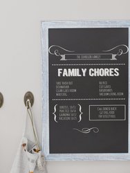 Magda 24" x 36" Rustic Blue Wall Mount Magnetic Chalkboard Sign, Hanging Wall Chalkboard Memo Board