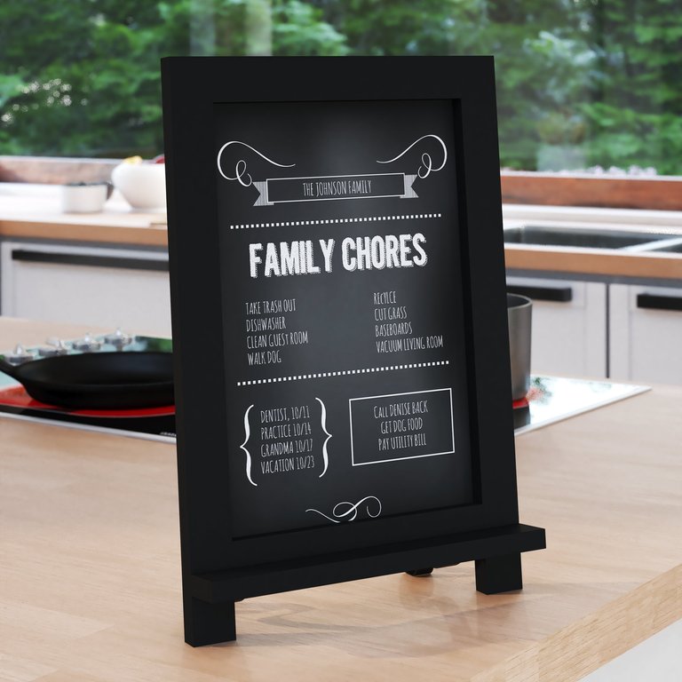 Magda Set Of 10 Wall Mount Or Tabletop Magnetic Chalkboards With Folding Metal Legs In Black,  9.5" x 14" - Black