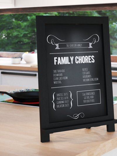 Merrick Lane Magda Set Of 10 Wall Mount Or Tabletop Magnetic Chalkboards With Folding Metal Legs In Black product
