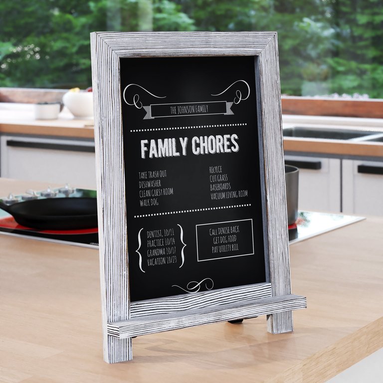 Magda Set Of 10 Wall Mount Or Tabletop Magnetic Chalkboards With Folding Metal Legs In Whitewashed,9.5" x 14" - Whitewashed