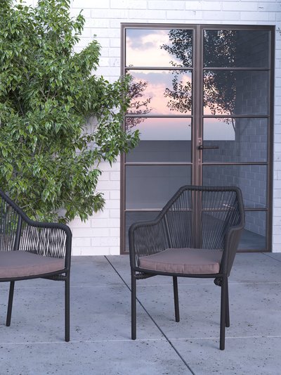 Merrick Lane Magnolia Outdoor Furniture Sets 2 Piece Black All-Weather Woven Patio Chairs With Gray Cushions product