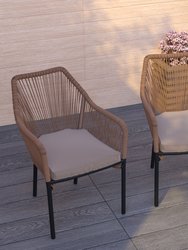Magnolia Outdoor Furniture Sets 2 Piece Natural All-Weather Woven Patio Chairs With Ivory Cushions