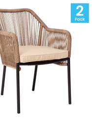 Magnolia Outdoor Furniture Sets 2 Piece Natural All-Weather Woven Patio Chairs With Ivory Cushions