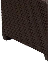Malmok Outdoor Furniture Coffee Table Chocolate Brown Faux Rattan Wicker Pattern All-Weather Patio Coffee Table With Shelving