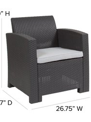 Malmok Outdoor Furniture Resin Chair Dark Gray Faux Rattan Wicker Pattern Patio Chair With All-Weather Beige Cushion