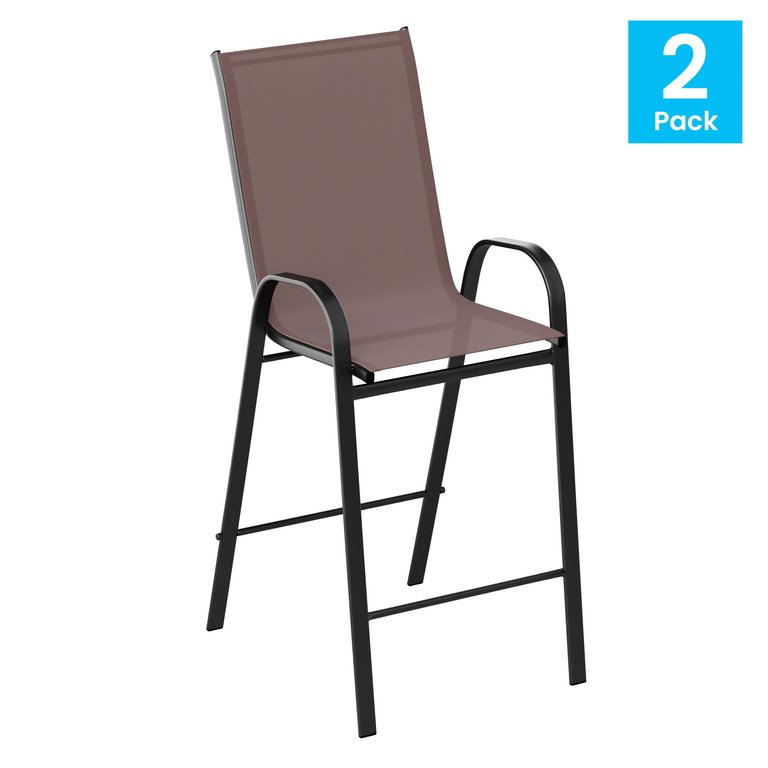Manado Series Metal Bar Height Patio Chairs With Flex Comfort Material - Set Of 2