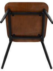 Manhattan Industrial Style Dining Chair with Rustic Wood Back and Seat and Gunmetal Steel Frame - Set of 2