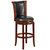 Marin 30" Dark Chestnut Wooden Bar Stool with Black Faux Leather Upholstered Swivel Seat and Brass Nail Head Trim
