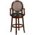 Mathieu 30" Swivel Bar Stool With Oval Rattan Back, Arms And Black Faux Leather Upholstered Swivel Seat In Espresso - Brown