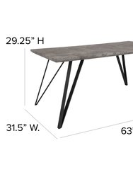 Maya Rectangular Dining Table Faux Concrete Finish Kitchen Table With Retro Hairpin Legs