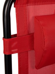 Merrill Set Of 2 Red Folding Mesh Upholstered Zero Gravity Chair With Removable Pillow And Cupholder Tray