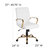 Milano Contemporary Mid-Back White Faux Leather Home Office Chair With Padded Gold Arm