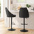 Mischa Set Of Two Adjustable Height Dining Stools With Tufted Faux Leather Upholstered Seats And Pedestal Base With Footring - Black
